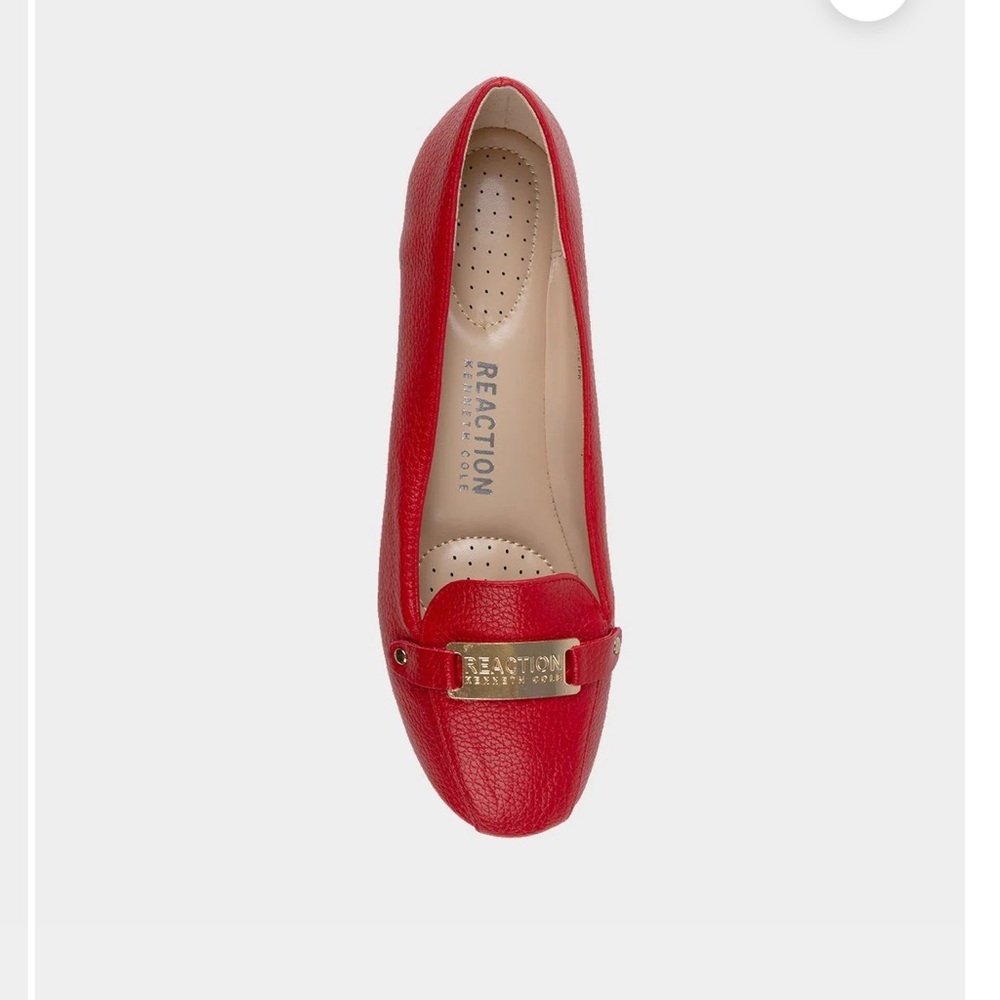 Kenneth Cole Reaction Red Flats with Gold Hardware